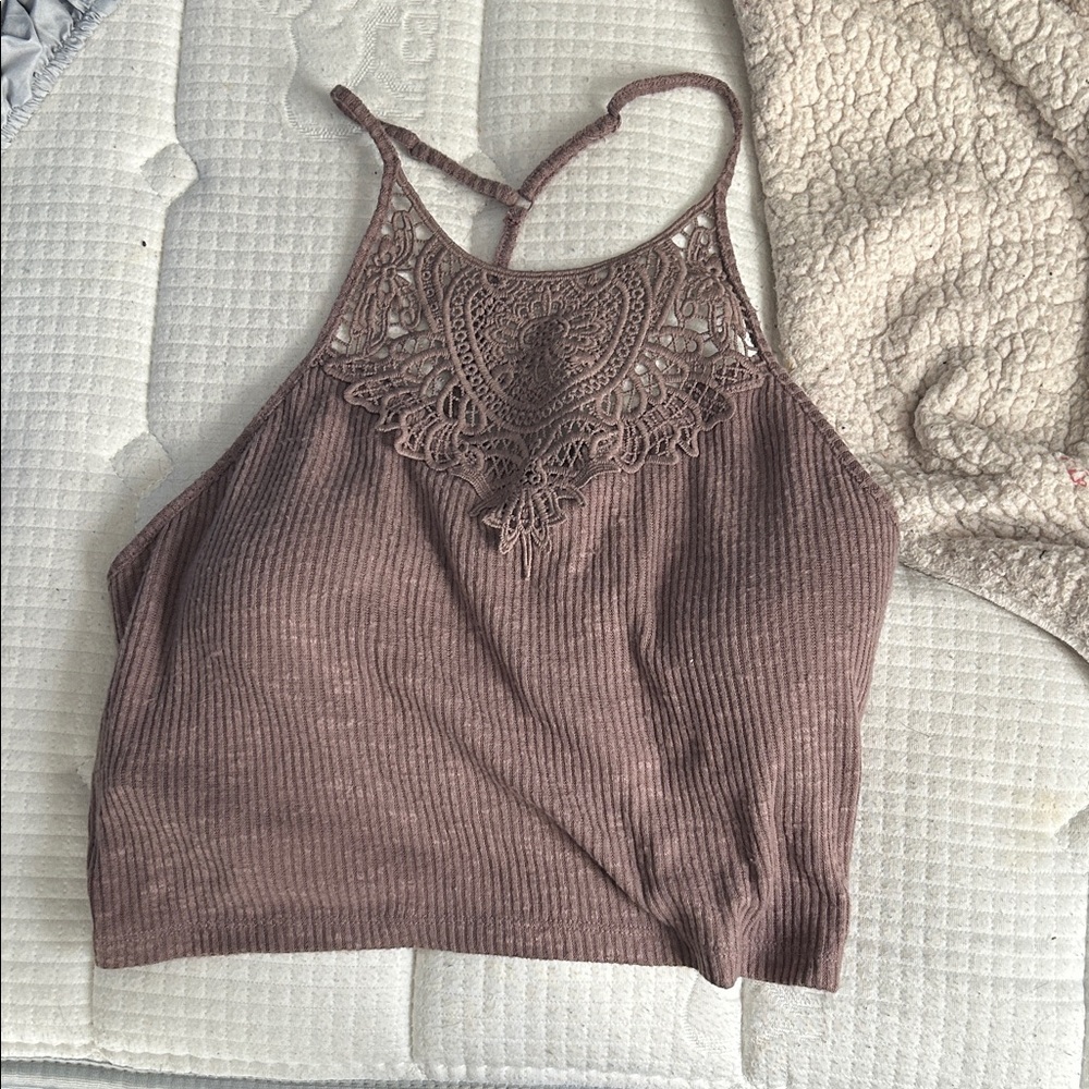 Lace Detail Brown Top